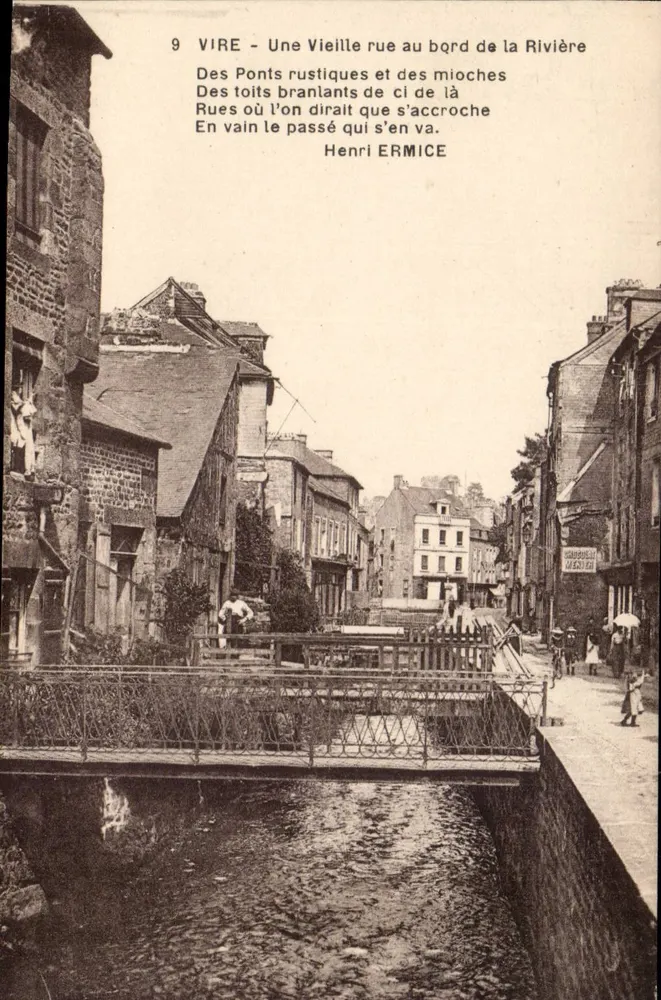 Vire — Eine alte Straße am Flussufer — Henri Ermice, n°9 - Vorderseite