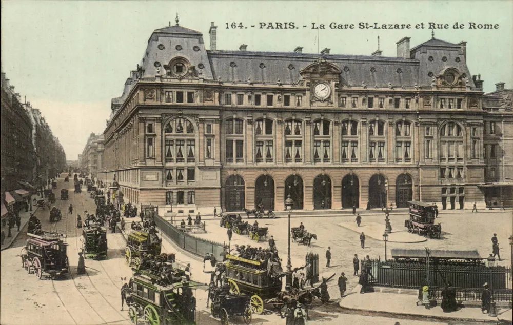 Paris - Bahnhof Saint-Lazare und Rue de Rome — anonymer Verlag, Seriennummer 164 - Vorderseite