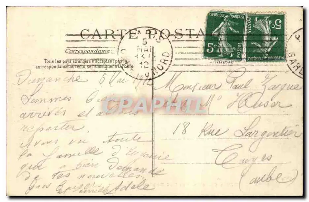 Paris — Gare du Nord und Boulevard Denain — Verlag E.P.D. Nr. 4091 - Rückseite