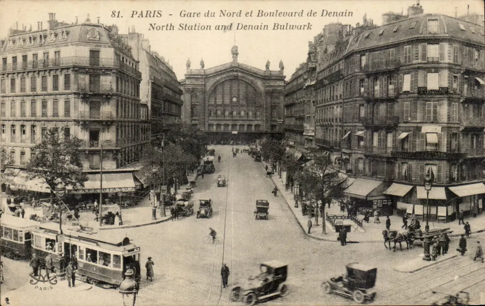 Paris - Gare du Nord et Boulevard de Denain — Imp. L'Abellie, Paris - Recto