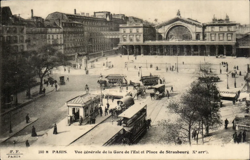 Bahnhof de l'Est und Place de Strasbourg — Paris — F. F. Paris, n° 280 M - Vorderseite