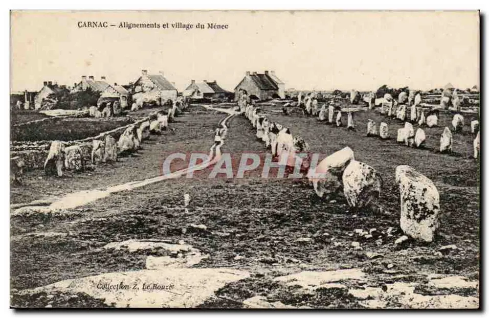 CARNAC — Alignementen en dorpje Ménece — Collectie Z. Le Roncé - Voorkant