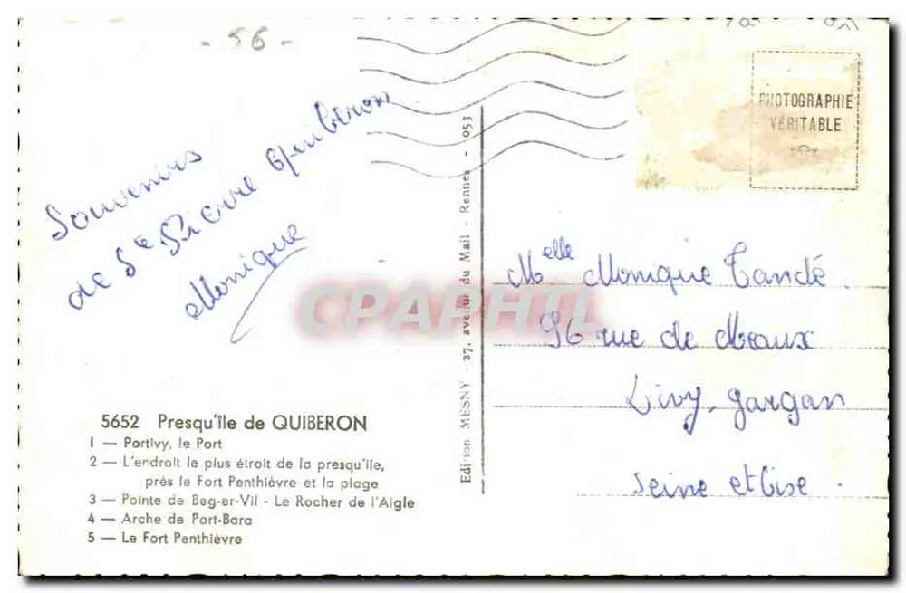 Saint-Pierre-Quiberon — vista panorâmica em colagem — Lois, n°5652 - Verso