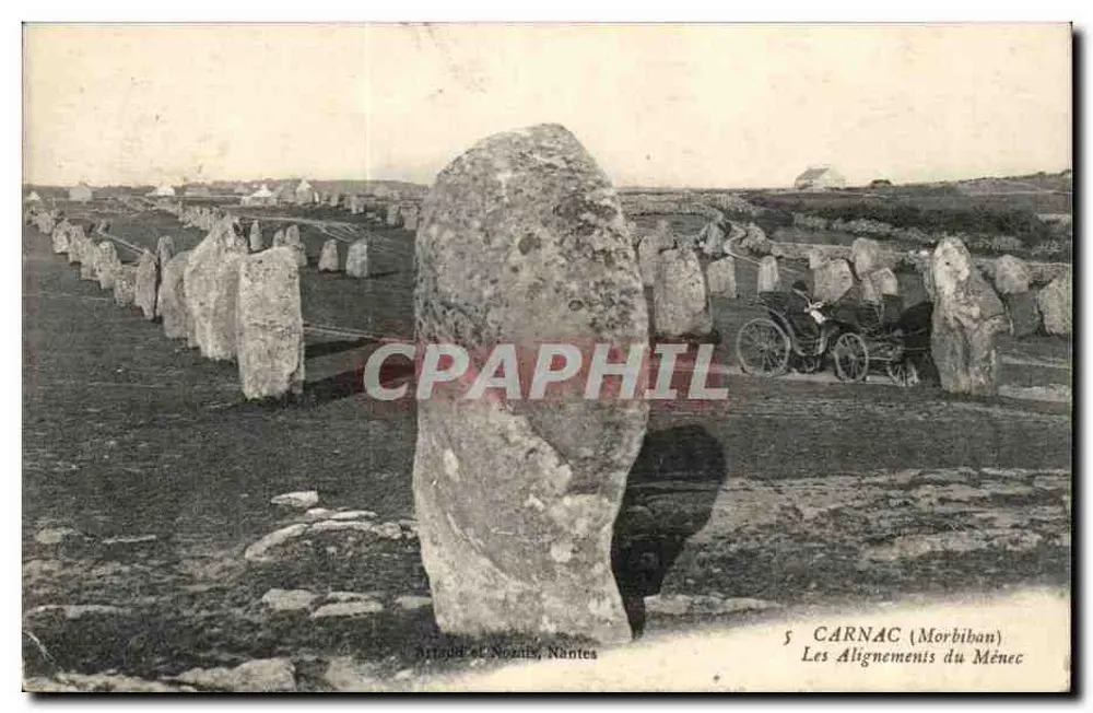 Carnac (Morbihan) — Os Alinhamentos de Ménec — Artaud e Nozins, Nantes, n°5 - Frente