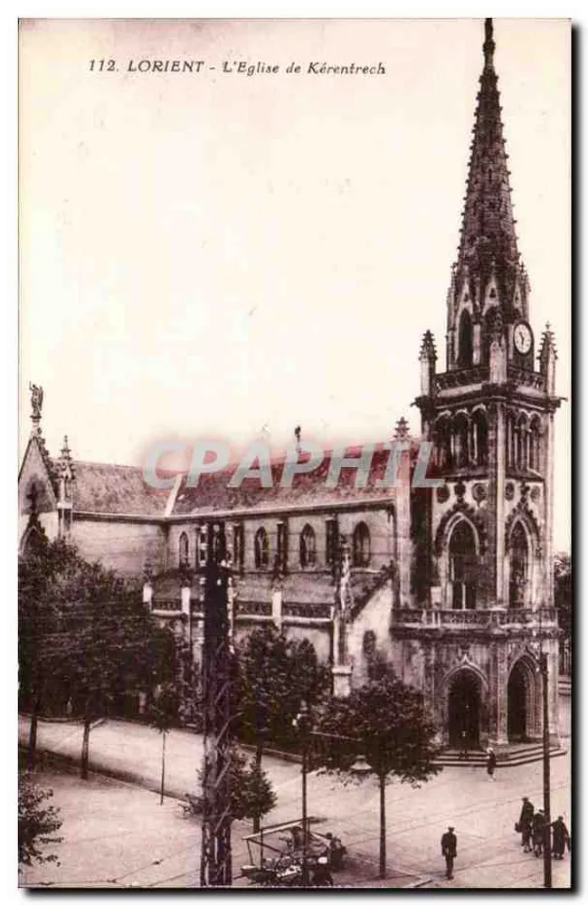 Lorient - De Kerk van Kérentrech — Antieke ansichtkaart n°112, uitgegeven door J. Nozaïs, Nantes - Voorkant
