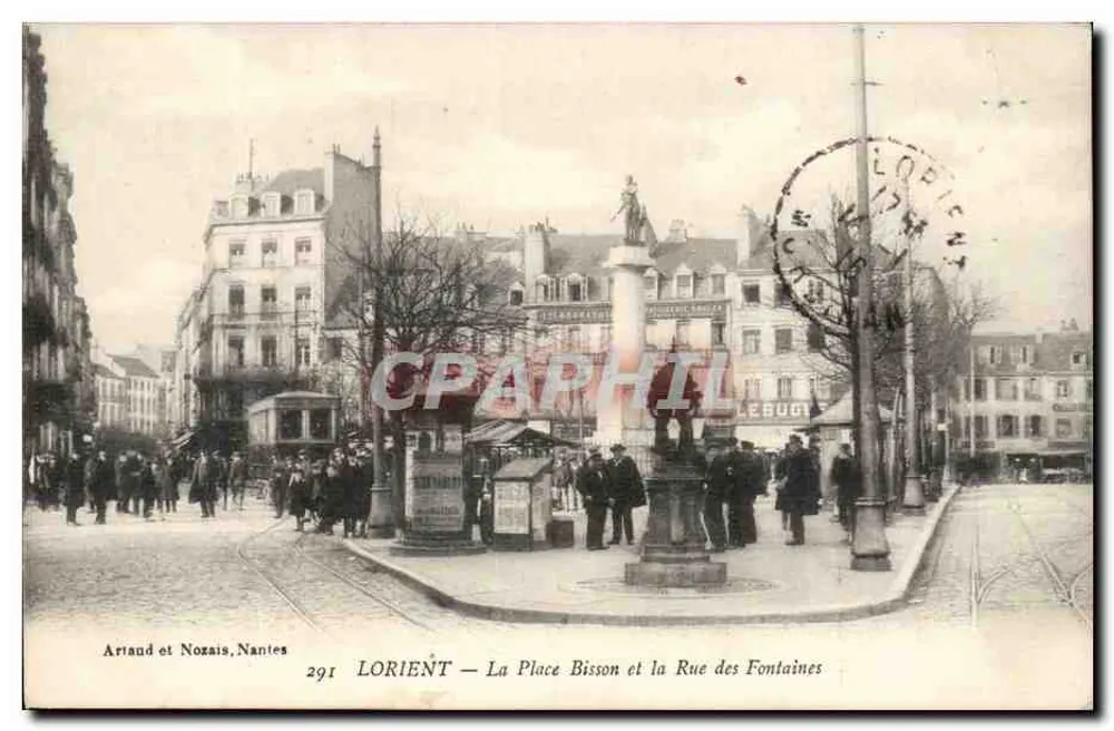 Lorient — La Place Bisson y la Rue des Fontaines — Artaud et Nozais, Nantes, n°291 - Anverso