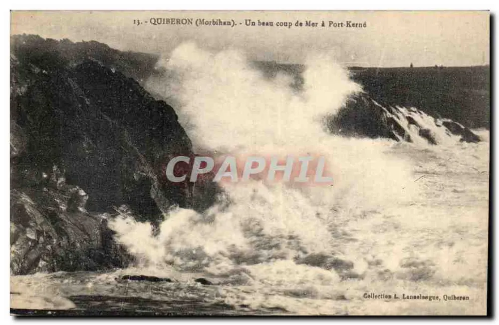 Quiberon (Morbihan) — Ein starker Wellenschlag am Port Kerné — Sammlung L. Lanneloegue, Quiberan - Vorderseite