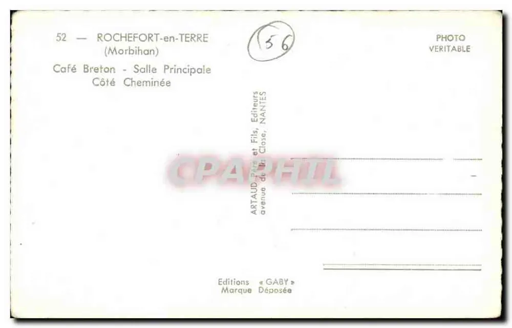 Café Breton - Hauptsaal — Rochefort-en-Terre (Morbihan) — Editions Gaby - Rückseite