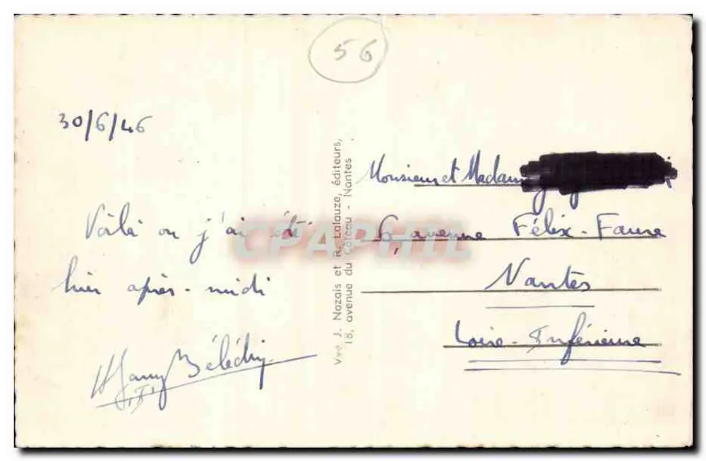 Belle-Ile-en-Mer (Morbihan) — Sauzon — J. Nazais et R. Lalaue, editores Nantes - Verso