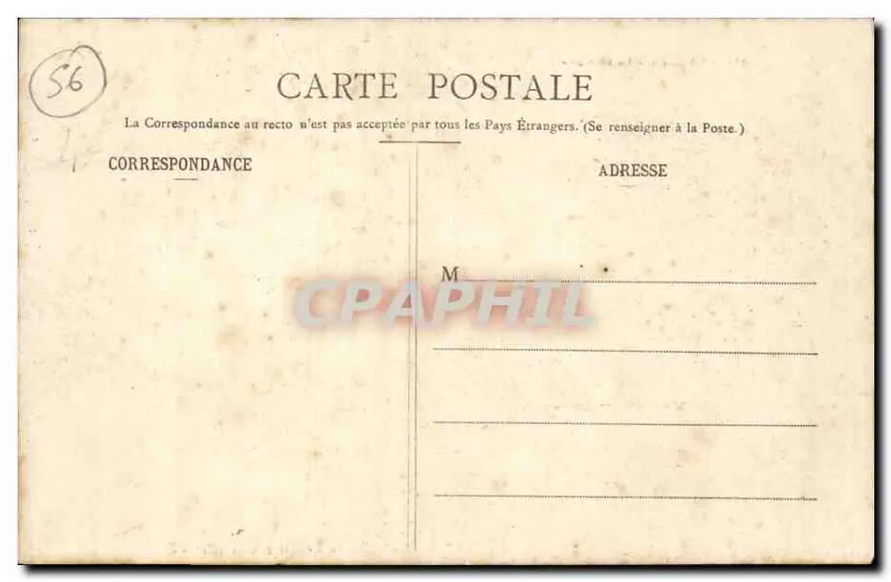 VANNES - La Garenne — Sammlung H. Laurent, Port-Louis, n° 388 - Rückseite