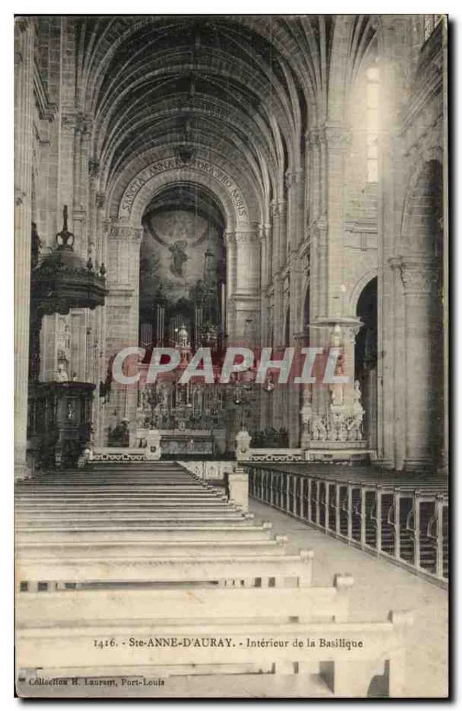 Ste-ANNE-D'AURAY — Interior da Basílica — Céllaciffon H. Lauram, Port-Louis, n°1416 - Frente