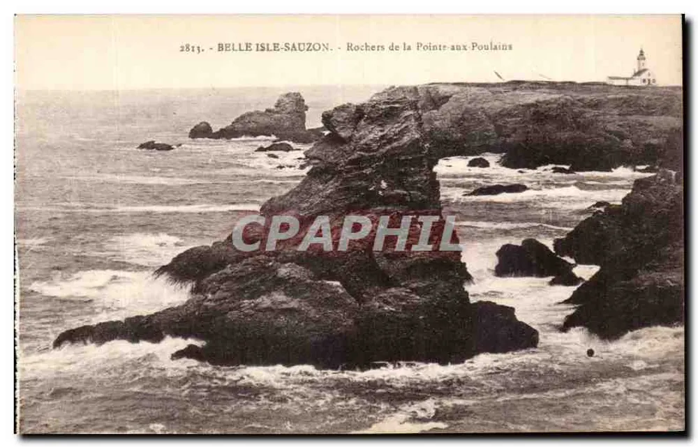 Belle-Île-Sauzon — Felsen der Pointe-aux-Poulains — Verlag Laurent Nel, Kerassé - Vorderseite