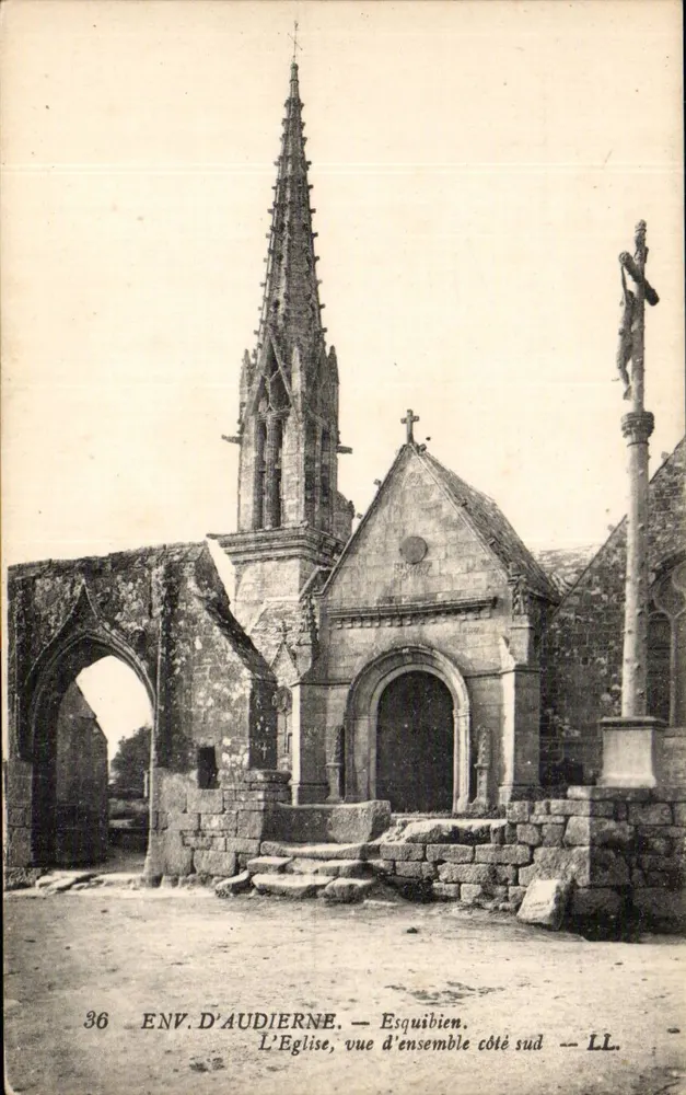 Umgebung von Audierne — Esquibien. Die Kirche, Gesamtaufnahme von der Südseite — LL. - Vorderseite