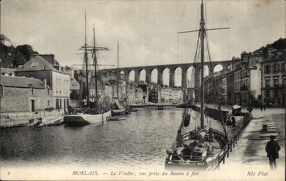 Morlaix — Der Viadukt, Ansicht vom Bassin à flot — ND Phot. - Vorderseite