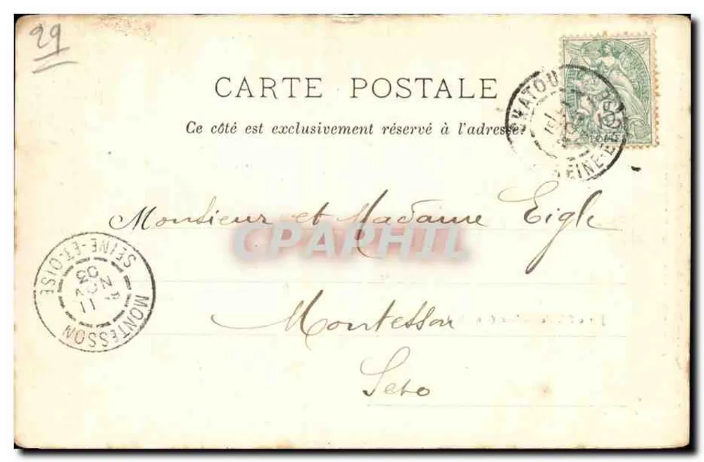Junge Frau aus Carhaix (Finistère) — veröffentlicht bei J. Bayeur in Nancy — von A. David, Verleger von Werken zur Bretagne-Frankreich. - Rückseite
