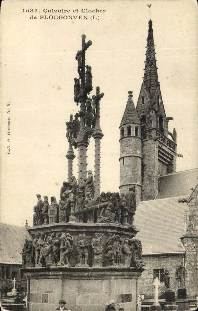 Calvário e Torre Sineira de Plougonven (F.) — editor E. Humonie, série 1582 - Frente