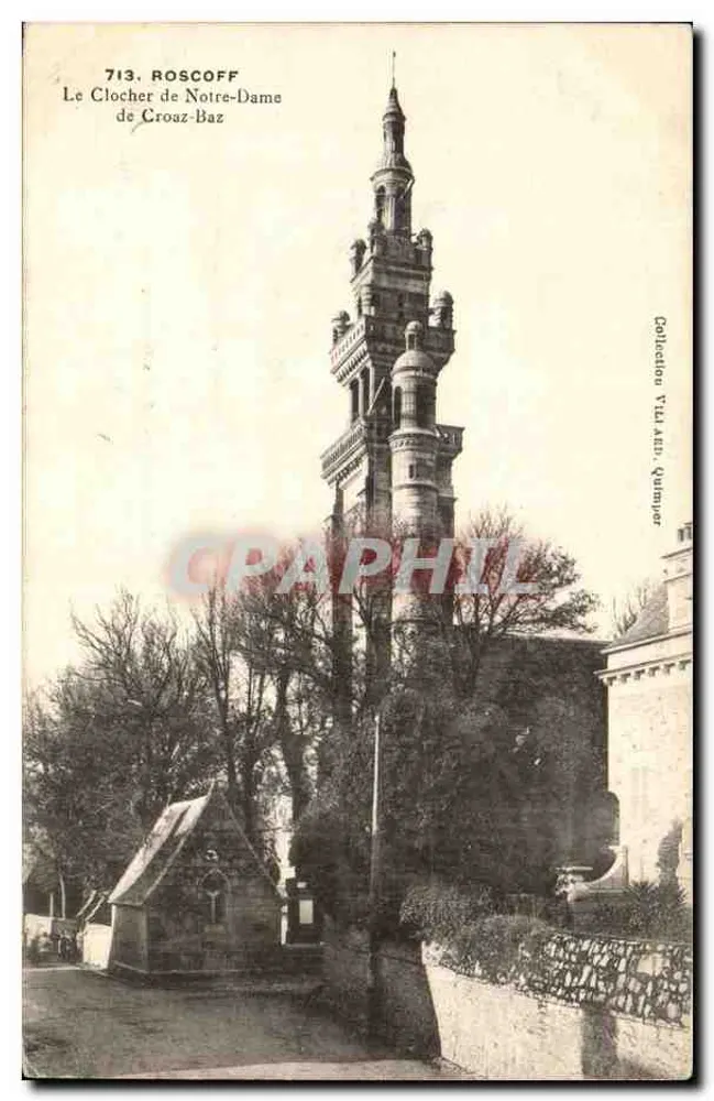 Roscoff — Der Turm der Kirche Notre-Dame de Croaz-Baz — Sammlung Vidal, Quimper - Vorderseite