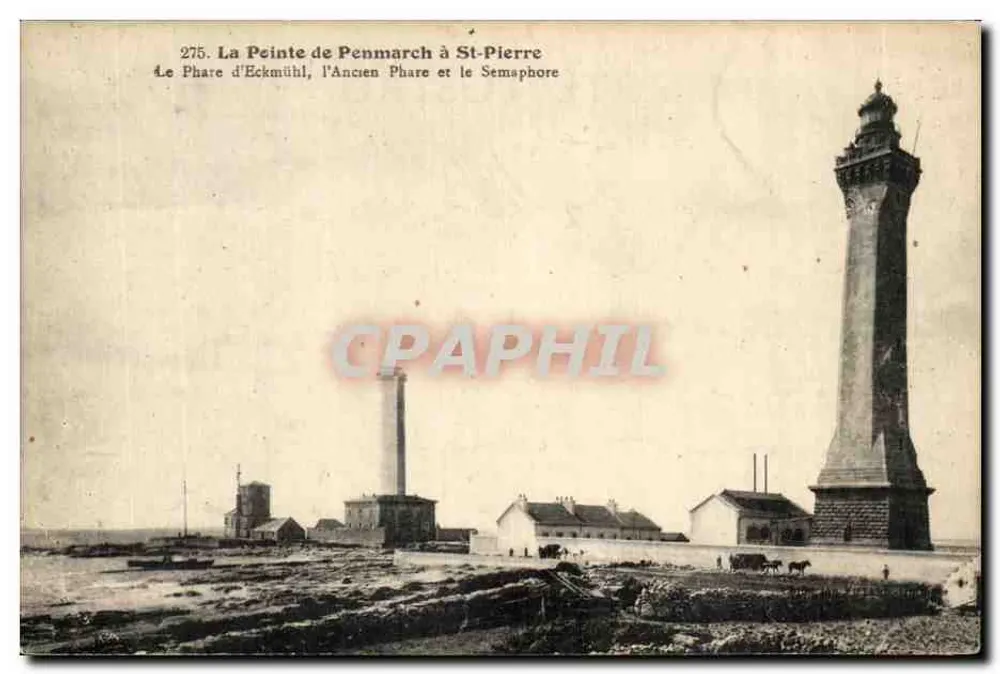Die Pointe de Penmarch bei St-Pierre — Der Leuchtturm Eckmühl, der alte Leuchtturm und das Semafor — n°275 - Vorderseite