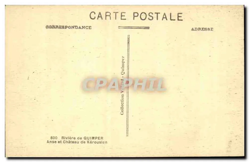 Anse e Castelo de Kérouslen — Quimper — Coleção Villed - Quimper - Verso