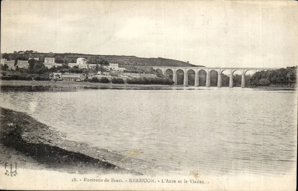 Kerhuon — El Muelle y el Viaducto — Alrededores de Brest — F.T. Brest, n°18 - Anverso