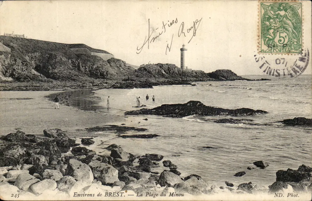 Omgeving van BREST. — De Strand van Minou — ND. Foto — n° 245 - Voorkant