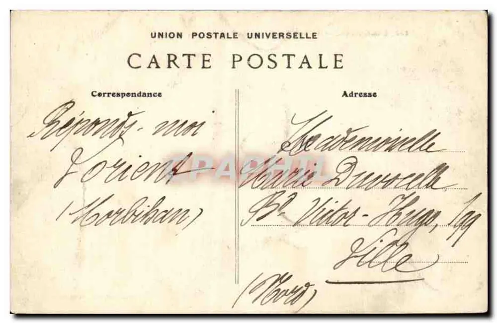 Douarnenez — Ansicht des Hafens Rhu (Letzte Abendlichter) — Sammlung Villard, Quimper - Rückseite