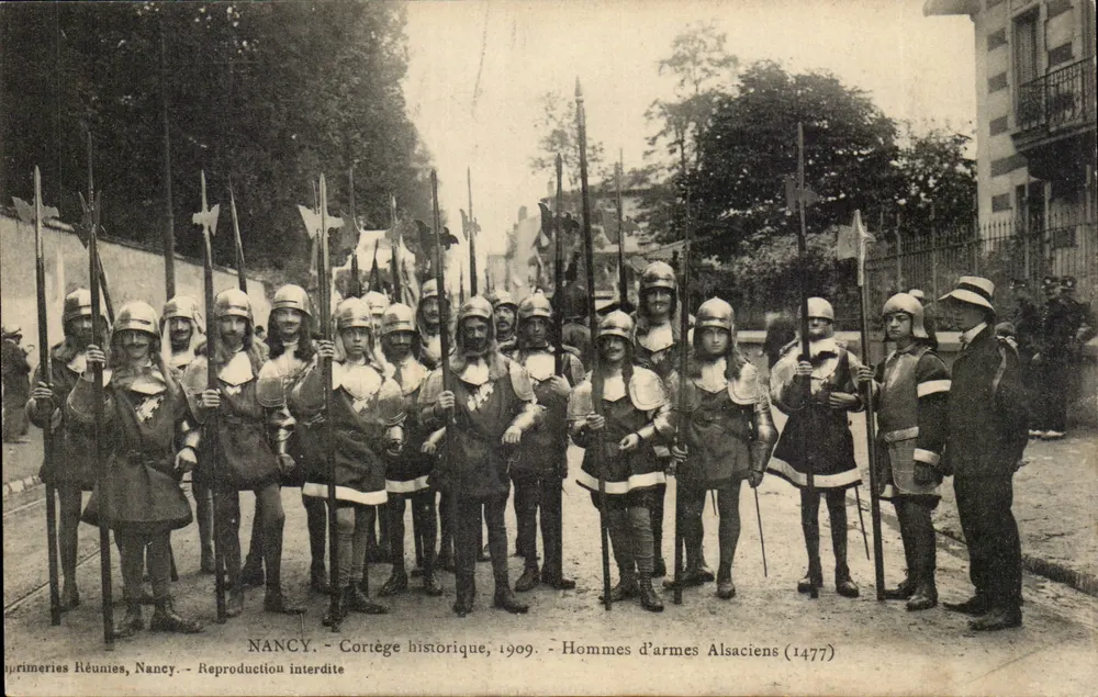 Nancy — Historische Prozession, 1909 — Elsässische Soldaten (1477) - Vorderseite