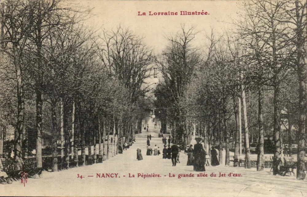 NANCY — La Pépinière — La grande allée du Jet d'eau — La Lorraine Illustrée, n°34 - Vorderseite