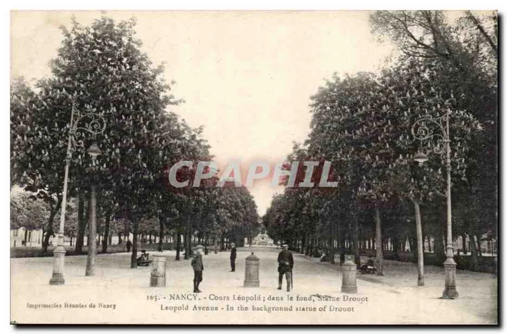 NANCY - Cours Léopold ; no fundo, Estátua Drouot - Frente