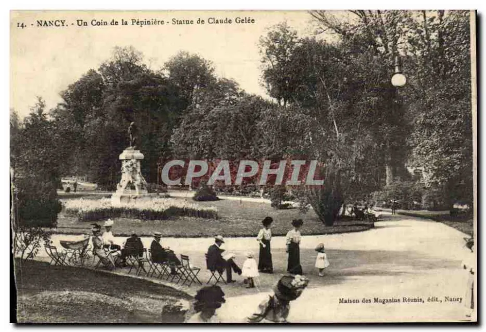 NANCY - Un Coin de la Pépinière - Statue de Claude Gelée - Recto