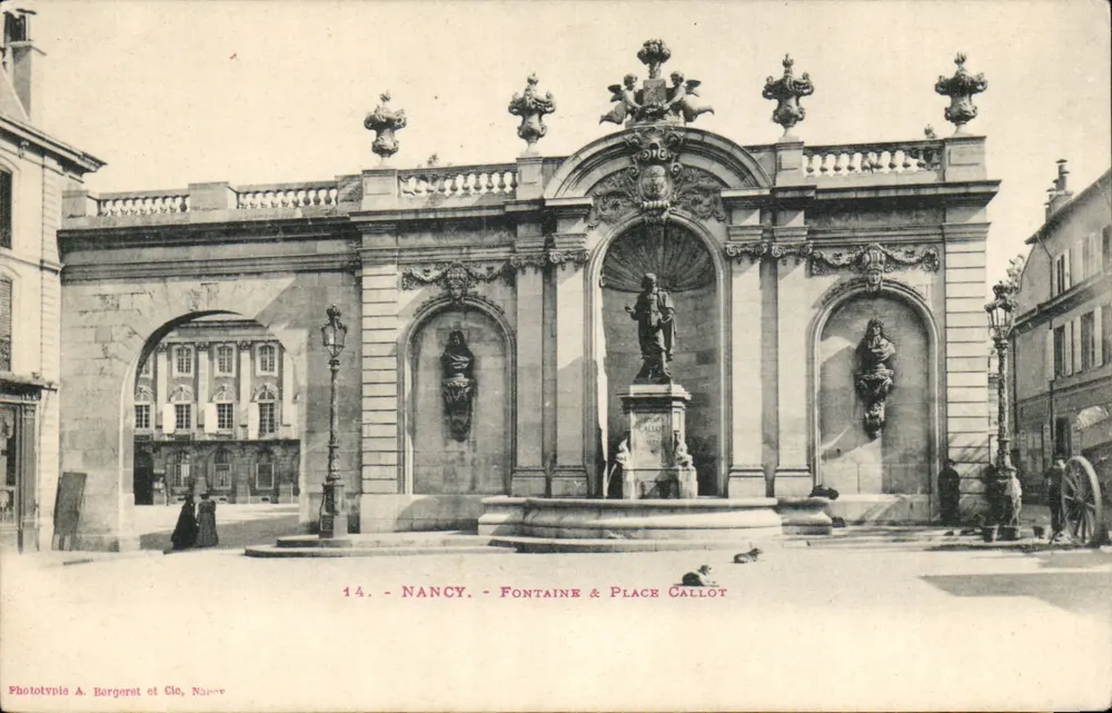 Nancy - Fontaine & Place Callot — Fototipia A. Bergeret et Cie, Nancy - Frente