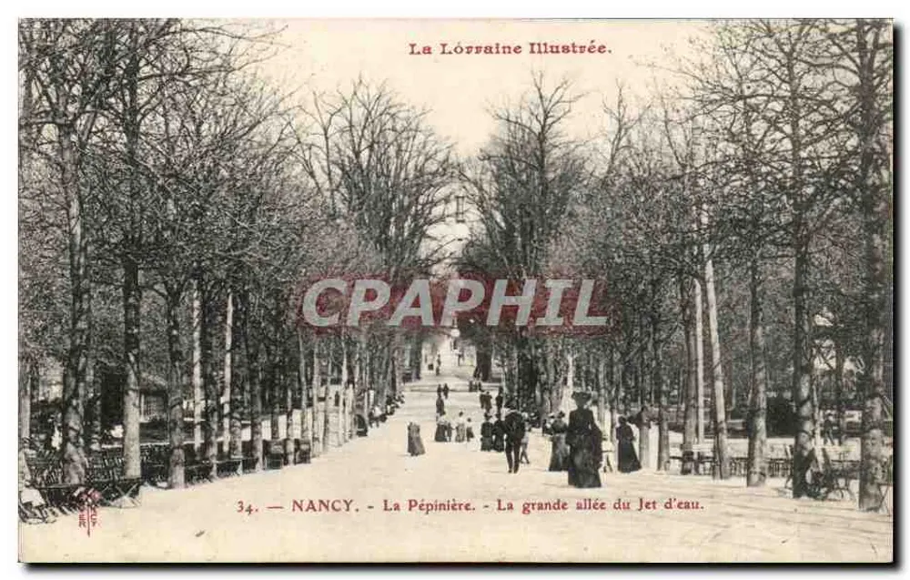Nancy — La Pépinière — Die große Allee des Wasserstrahls — La Lorraine Illustrée, n°34 - Vorderseite