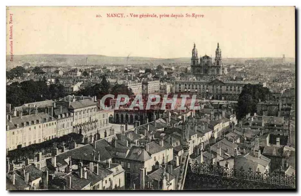 NANCY — Vista geral, tirada a partir de St-Epvre — Impressão Ridenay, Nancy, n°20 - Frente