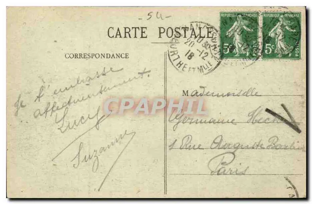 NANCY - Rue Saint-Jean — vista da rua com pedestres e veículos — Impressora Denaiffe de Nancy, n°182 - Verso