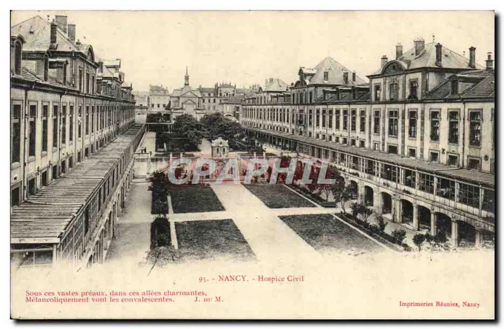 NANCY - Hospice Civil — Imprimeries Réunies, Nancy, n° 95 - Frente