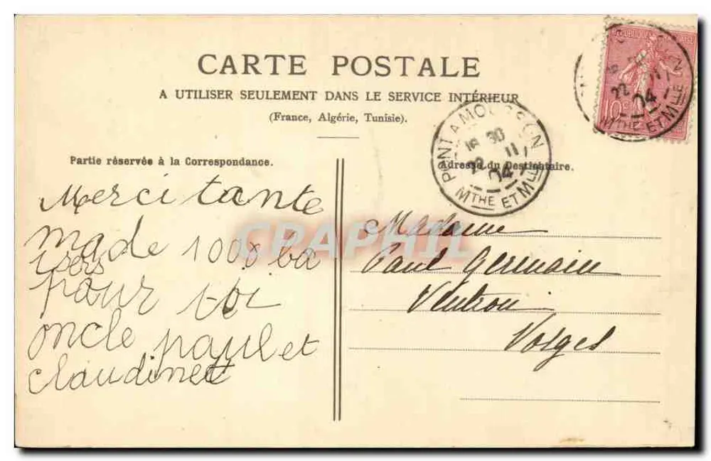 Pont-à-Mousson - O Jardim do Amor — La Lorraine Illustrée, Papeterie Nouvelle - Verso