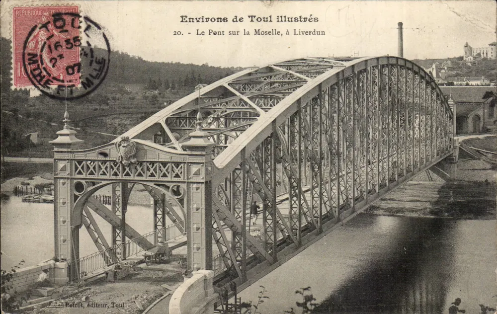 Der Brücke über die Mosel in Liverdun — Illustrierte Ansichten von Toul, Nr. 20 — Verleger Poirot, Toul - Vorderseite