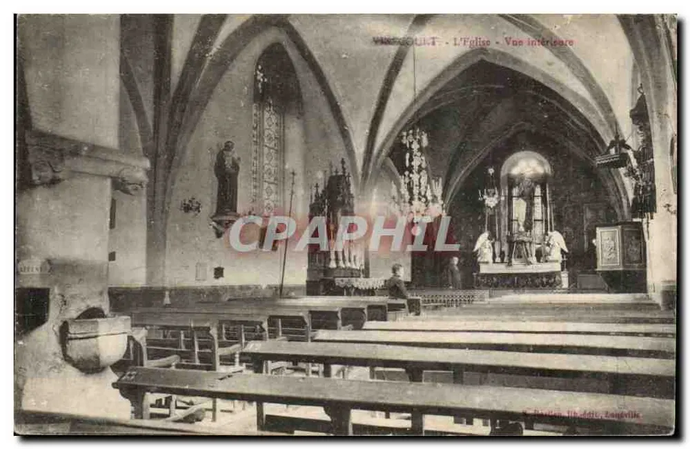 Virecourt - De Kerk - Binnenkant — Uitgever: B. Bation, Libédille, Landéville - Voorkant