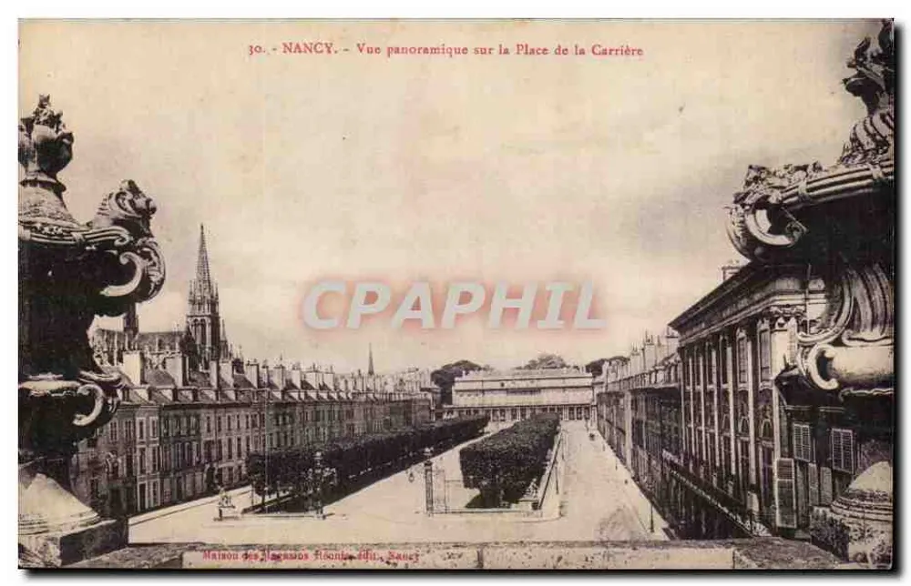 NANCY — Panoramablick auf die Place de la Carrière — Maison des Pionniers, Verlag Sancey - Vorderseite