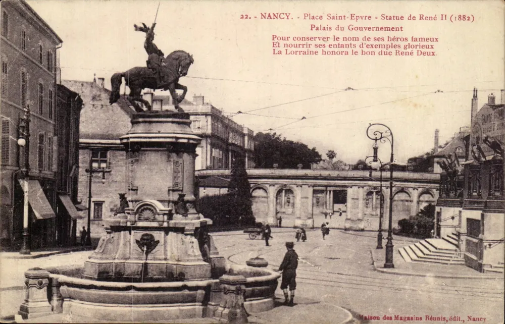 Nancy - Place Saint-Epvre - Statue von René II (1882) - Palast des Regierungspräsidenten - Vorderseite