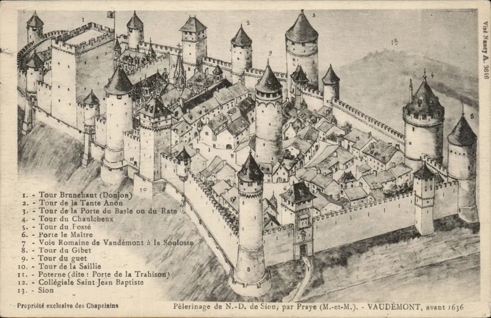 Schloss Vaudémont — Pilgerung der N.-D. de Sion, von Praye (M.-et-M.) — vor 1636 — Vitré Nancy A. 3616 - Vorderseite