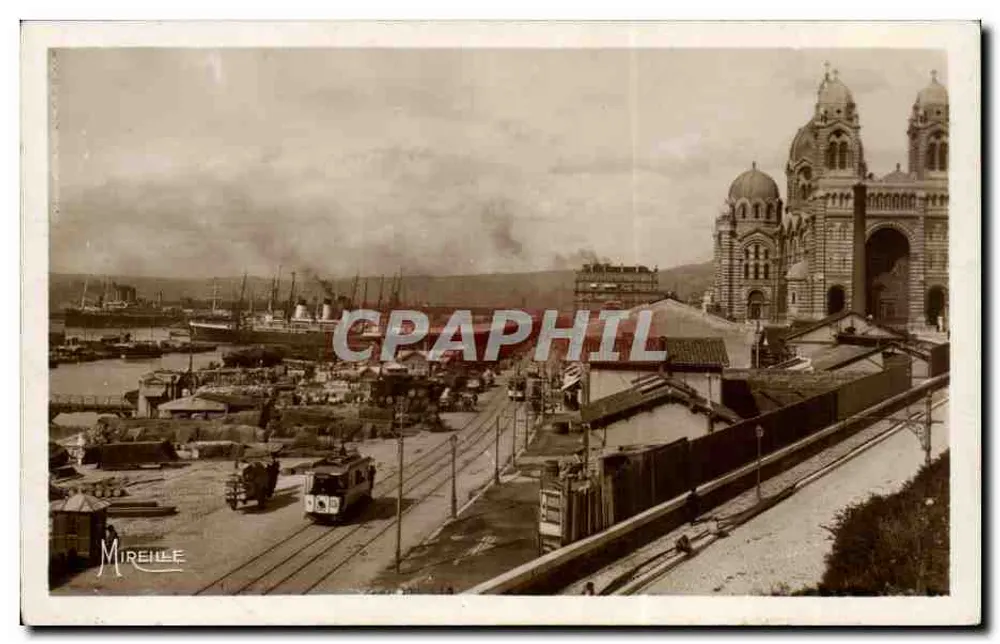 Hafen von Marseille — Ansicht des Vieux-Port und der Basilika — Mirehille - Vorderseite