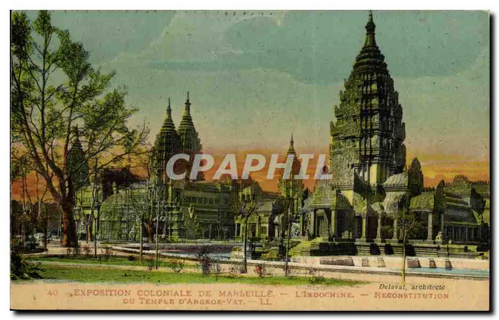 Tempel von Angkor-Vat — Indochina — Rekonstruktion — Kolonialausstellung in Marseille — Delaval, Architekt - Vorderseite