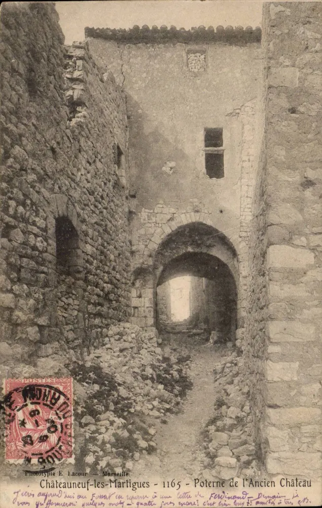 Châteauneuf-les-Martigues — Tor des Alten Schlosses — Phototypie E. Lacour — Marseille - Vorderseite