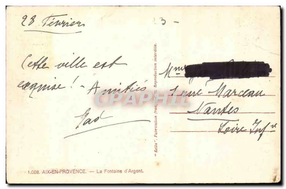 Aix-en-Provence — A Fonte de Prata — editor Rolle, n°1.008 - Verso