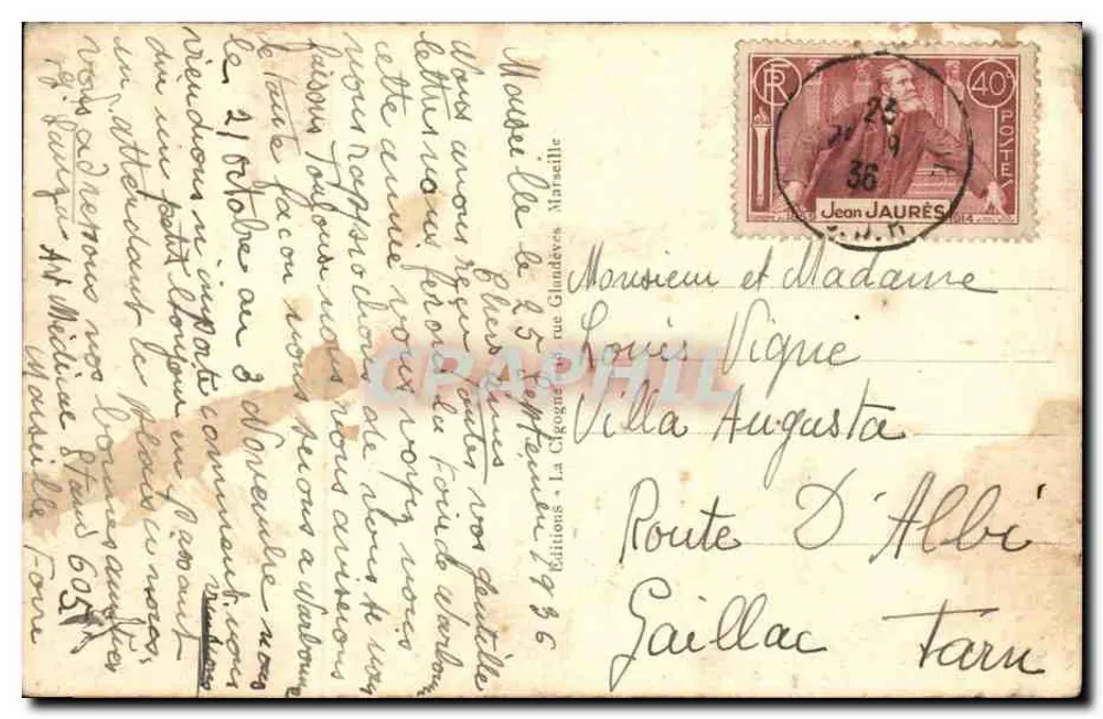 Marselha — Vista Geral de Endoume e as Ilhas — Éditions La Cigogne - Verso