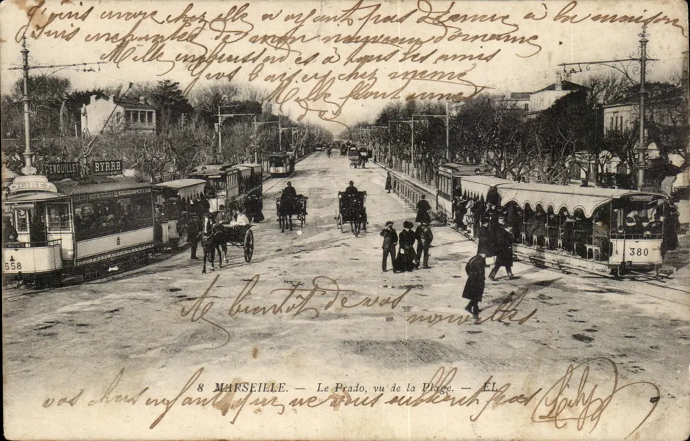 Le Prado, von der Strandseite gesehen — Marseille — Verlag EL, Nr. 8 - Vorderseite