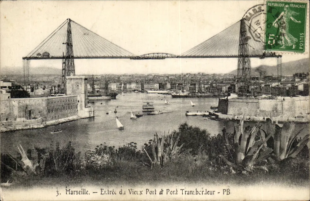 Marseille — Eingang zum Alten Hafen & Transbordeur-Brücke - PB - Vorderseite