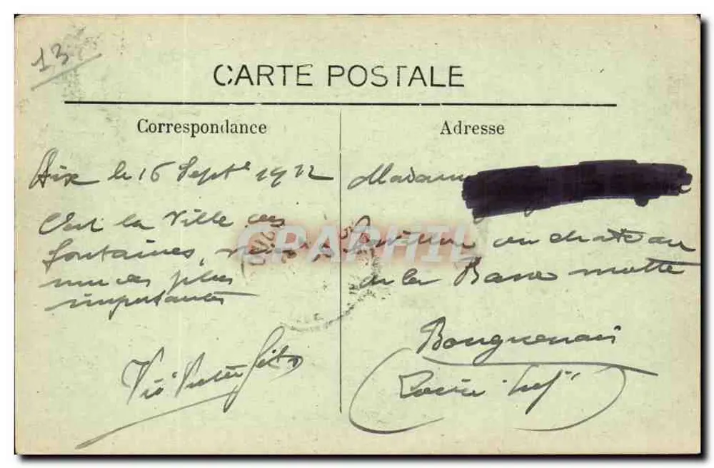 Aix-en-Provence - Fontäne der Ehre — veröffentlicht von C. Martinau, Aix-en-Provence - Rückseite