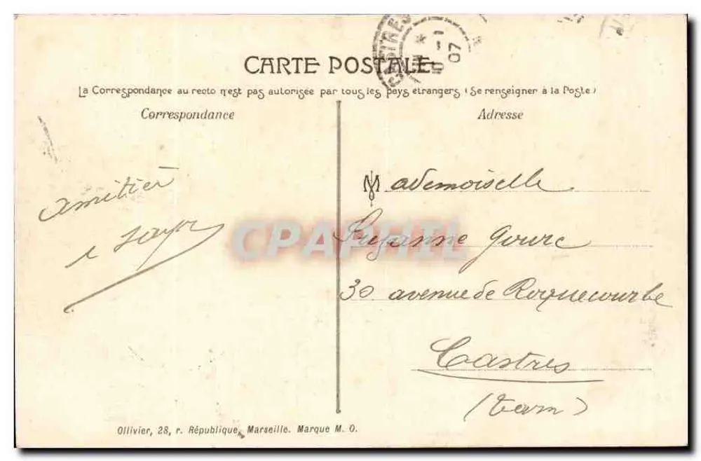 MARSEILLE — Quai der Brüderlichkeit und Alte Hafen — M.O. - Rückseite